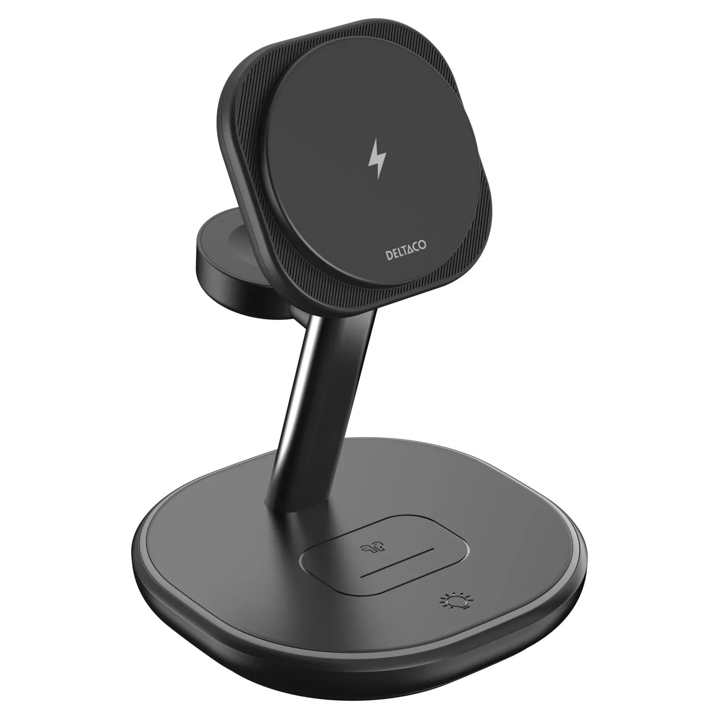 Trådlöst laddningsställ Deltaco 3-i-1 magnetiskt, iPhone, svart