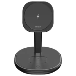 Trådlöst laddningsställ Deltaco 3-i-1 magnetiskt, iPhone, svart