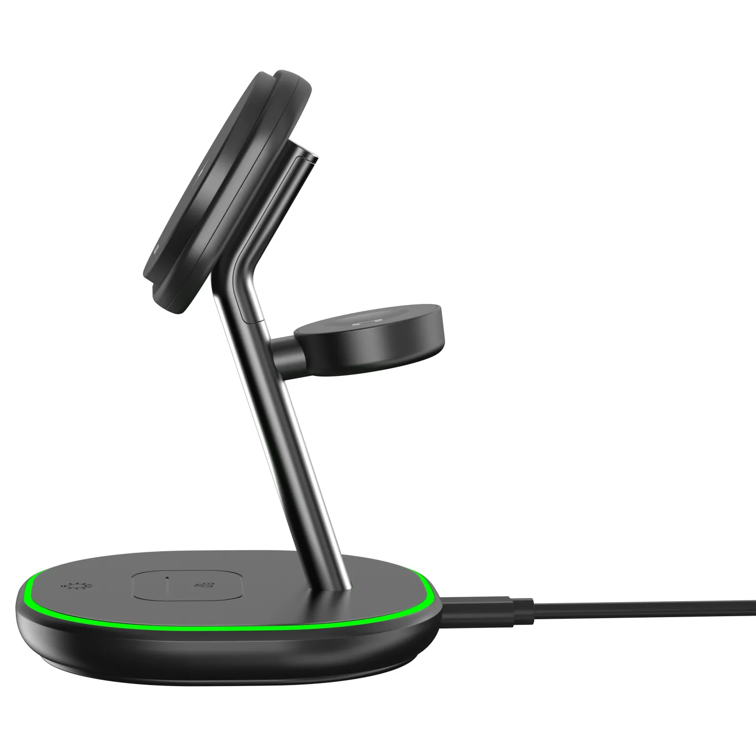 Trådlöst laddningsställ Deltaco 3-i-1 magnetiskt, iPhone, svart