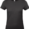 T-shirt dam B&C Collection E190, ringspunnen bomull, svart