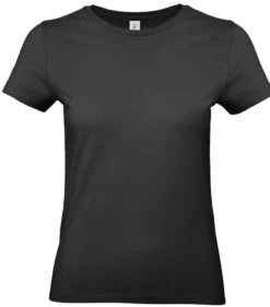 T-shirt dam B&C Collection E190, ringspunnen bomull, svart