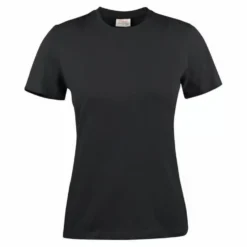 T-shirt Dam Texet Heavy, svart, rak passform, förstärkta sömmar