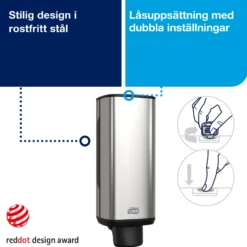 Tvåldispenser Tork S4 Rostfri, skumtvål, 2500 doseringar