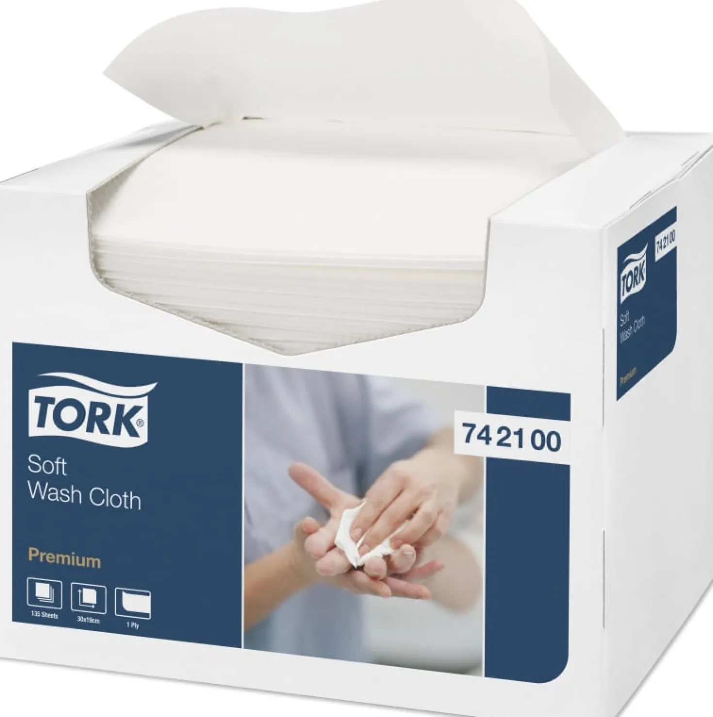 Tvättlapp Tork Premium Soft, 30x19cm, 1080 st/fp