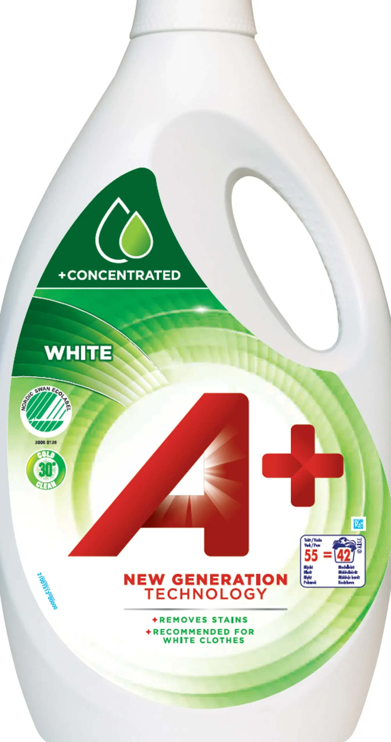 Tvättmedel A+ Vitvätt, Svanenmärkt, 2,2L