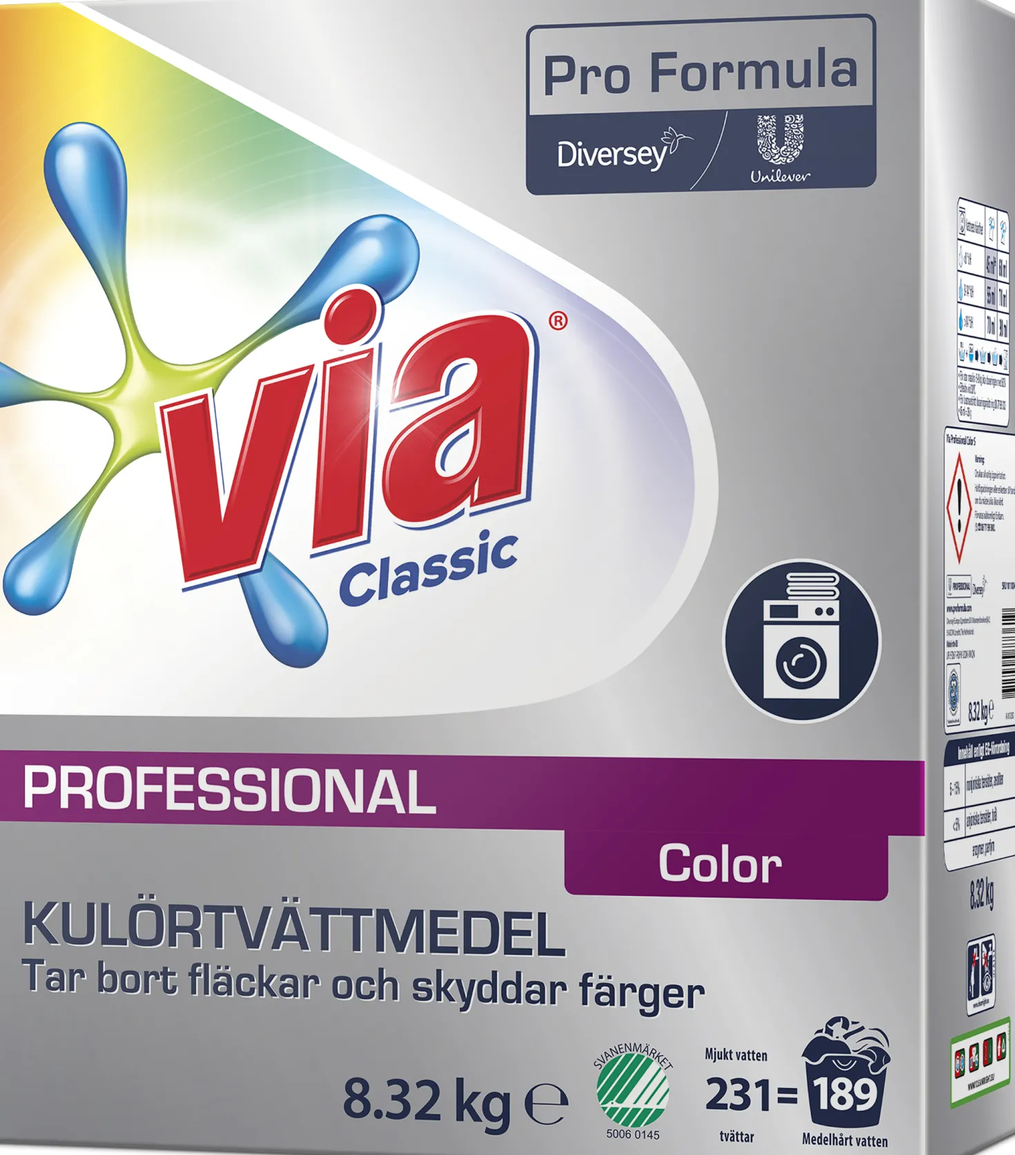 Tvättmedel Via Color Professional Parfymerad, kulörtvätt, 8,32 kg