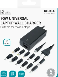 Universalladdare Deltaco laptop 15-20 V, 6 A, 90 W