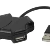 USB-A Hub Deltaco 4-portar, 480 Mbps, svart