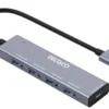 USB-A Hub Deltaco 4-port, 5 Gbps, aluminium, grå
