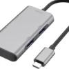 USB-C Hubb Deltaco 4-portars, 10 Gbit/s, rymdgrå