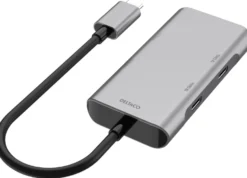 USB-C Hubb Deltaco 4-portars, 10 Gbit/s, rymdgrå