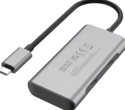 USB-C Hubb Deltaco 4-portars, 10 Gbit/s, rymdgrå