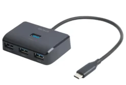 USB-C Hubb Deltaco 4x USB-A, 5 Gbps, svart
