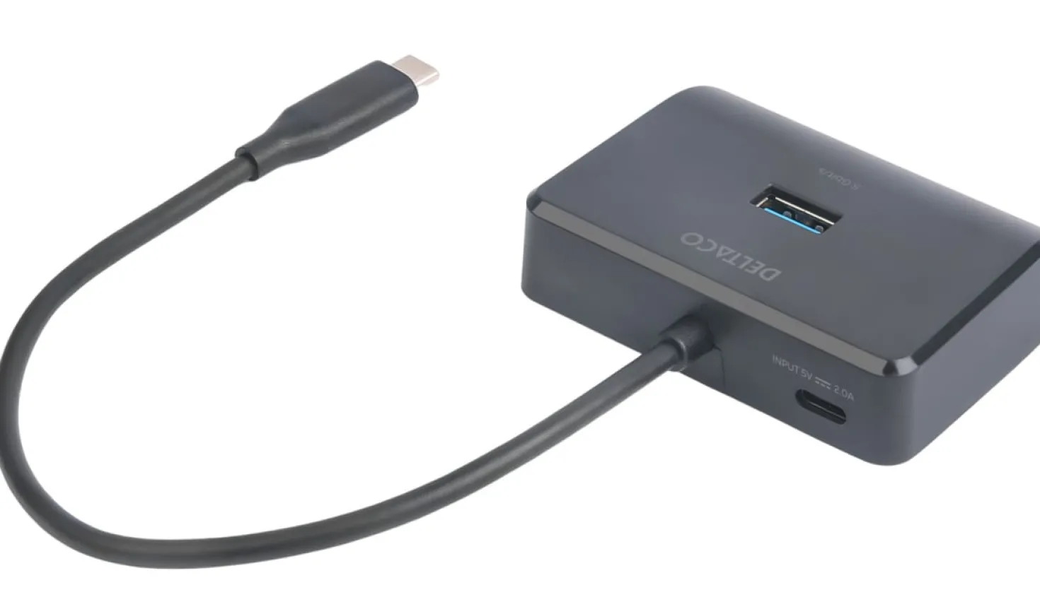 USB-C Hubb Deltaco 4x USB-A, 5 Gbps, svart