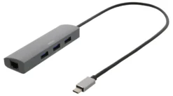 USB-C Hub Deltaco med RJ45 Nätverksadapter, 3x USB-A, 5 Gbit/s