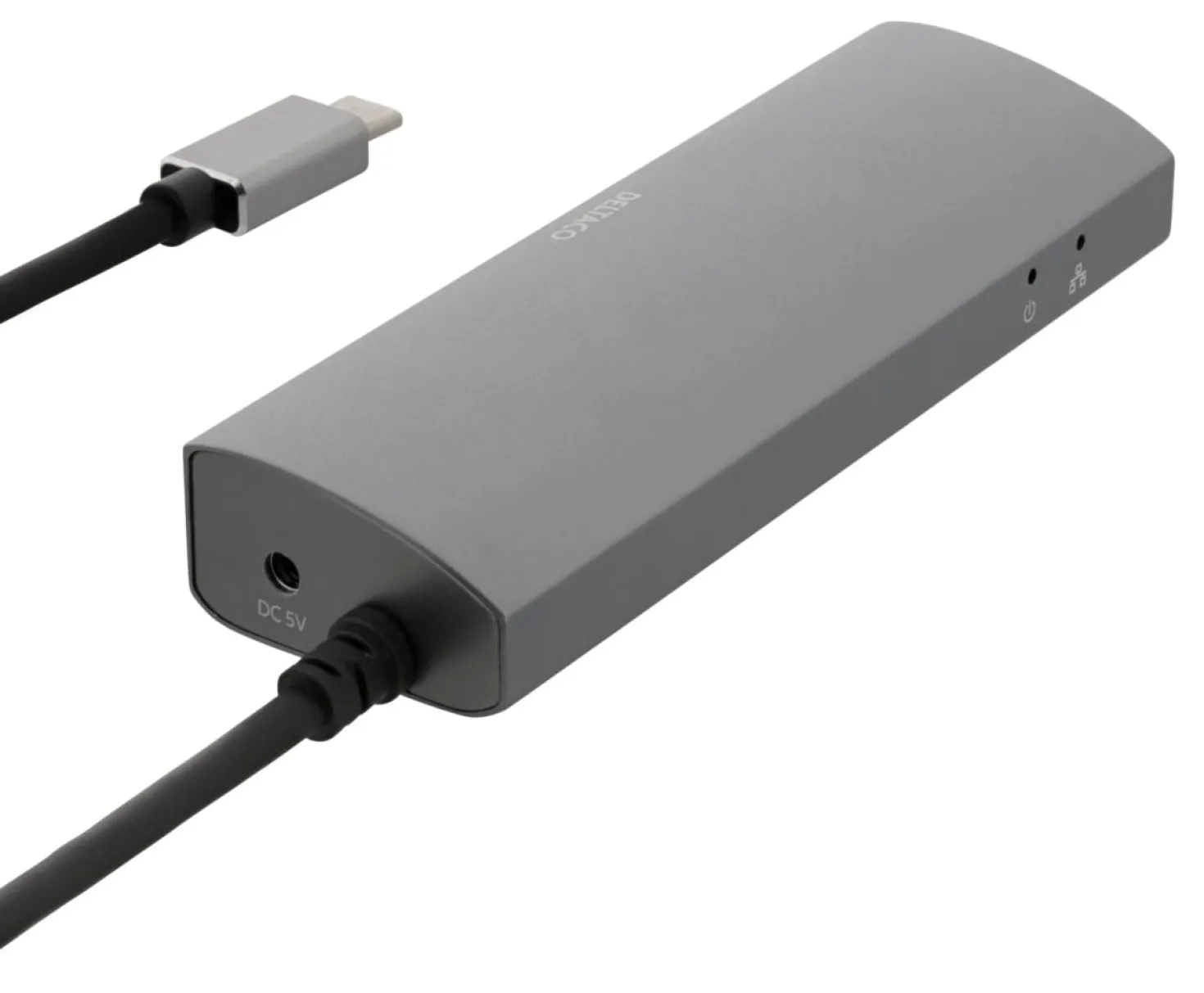 USB-C Hub Deltaco med RJ45 Nätverksadapter, 3x USB-A, 5 Gbit/s