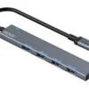 USB-C Hub Deltaco 4-port, 5 Gbps, aluminium, grå