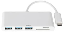USB-C Hub Deltaco, 3x USB-A, SD/microSD-läsare, 5 Gbps, vit