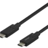USB-C kabel Deltaco, 2m, 5 Gbit/s, 5A, svart