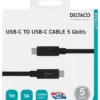 USB-C-kabel Deltaco USB-C till USB-C, svart, 1 m, 5 Gbit/s