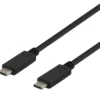 USB-C kabel Deltaco USB 3.1 Gen 2, 10 Gbps, 100W, 0.5m, svart