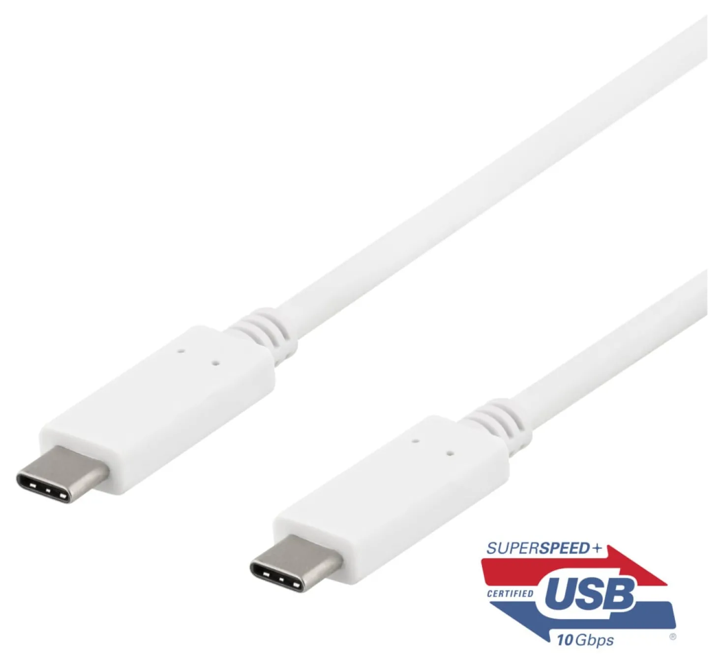 USB-C kabel Deltaco USB 3.1 Gen 2, 10Gbps, 100W, 0.5m, vit