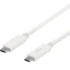 USB-C-kabel Deltaco vit, 1 m, 5 Gbit/s, 5 A
