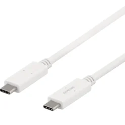USB-C-kabel Deltaco vit, 1 m, 5 Gbit/s, 5 A