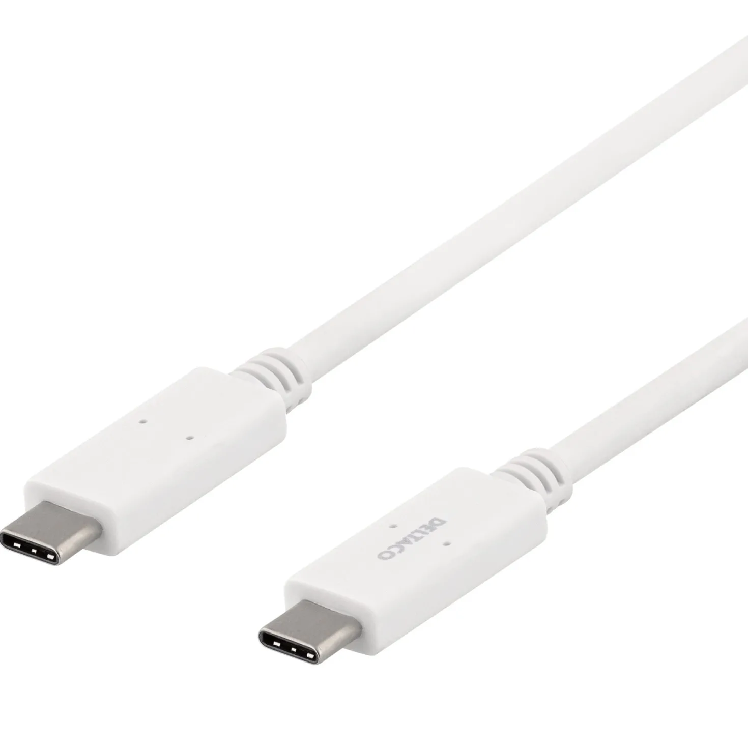 USB-C-kabel Deltaco vit, 1 m, 5 Gbit/s, 5 A