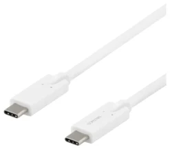 USB-C-kabel Deltaco vit, 2 m, 5 Gbit/s, 5 A