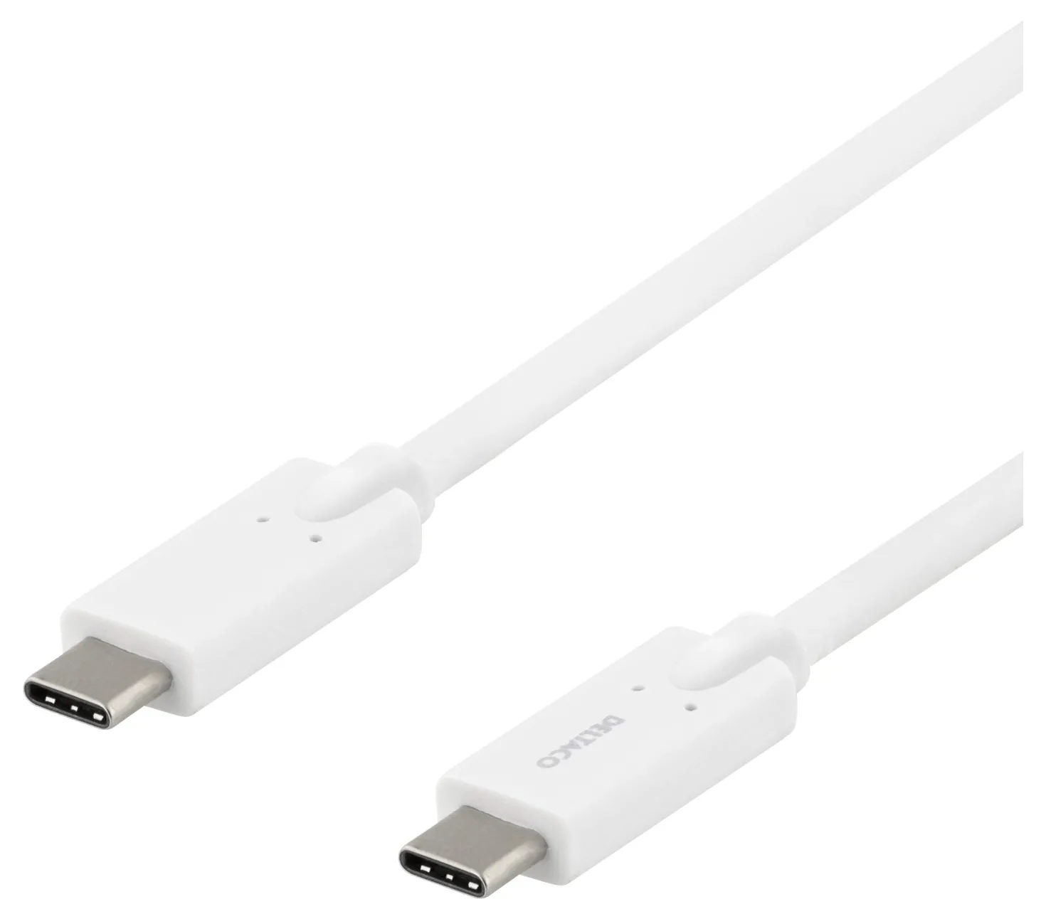 USB-C-kabel Deltaco vit, 2 m, 5 Gbit/s, 5 A