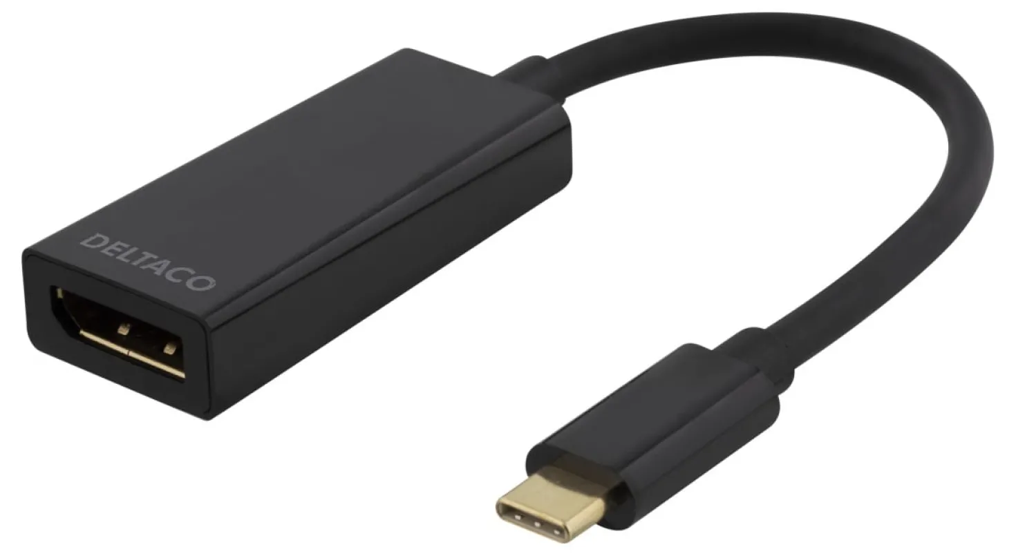 USB-C till DisplayPort-adapter Deltaco, 4K 60Hz, svart