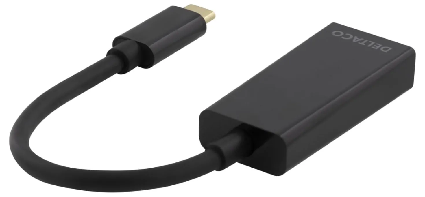 USB-C till DisplayPort-adapter Deltaco, 4K 60Hz, svart