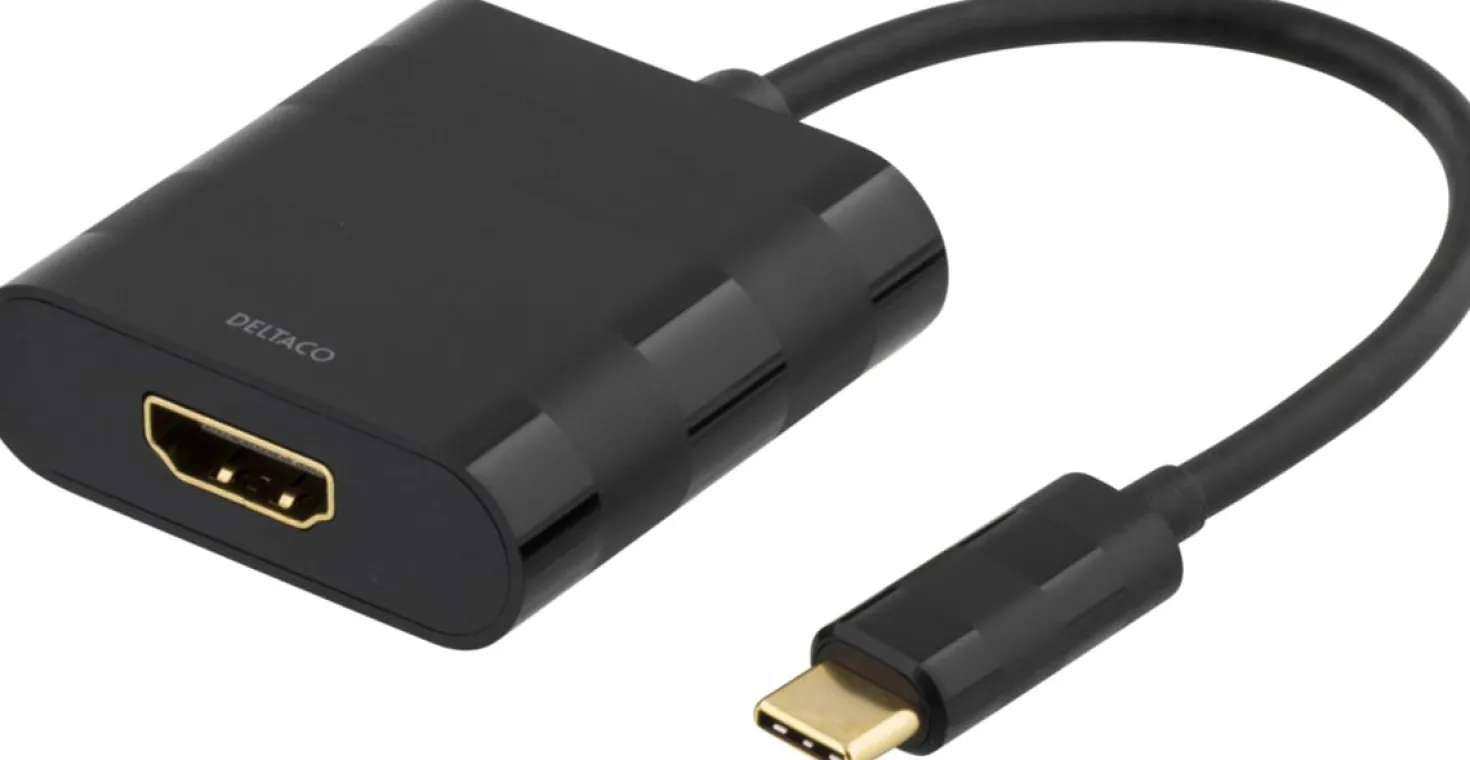 USB-C till HDMI-adapter Deltaco, 4K Ultra HD, svart