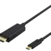 USB-C till HDMI kabel Deltaco 4K UHD guldpläterad 2m svart