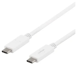 USB-C till USB-C kabel Deltaco 5 Gbit/s, 5A, 1m, vit