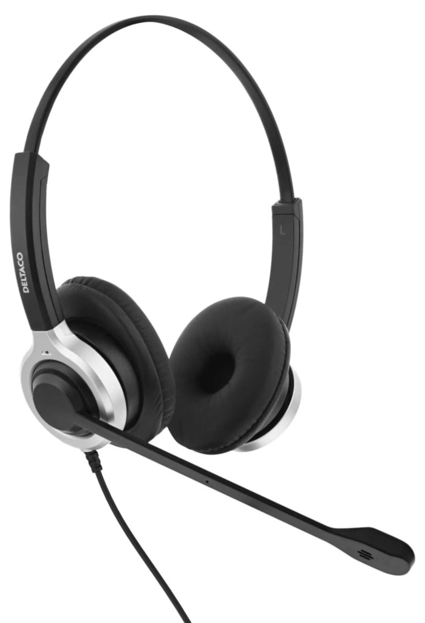 USB-headset Deltaco Office Stereo, brusreducerande mikrofon, Teams-kompatibel