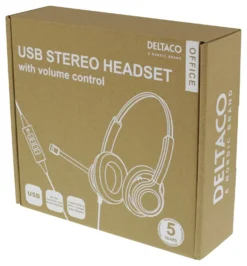 USB-headset Deltaco Office Stereo, brusreducerande mikrofon, Teams-kompatibel