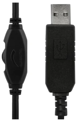 USB-headset Deltaco Stereo, 40 mm drivrutiner, svart