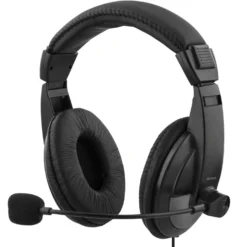 USB-headset Deltaco Stereo, 40 mm drivrutiner, svart