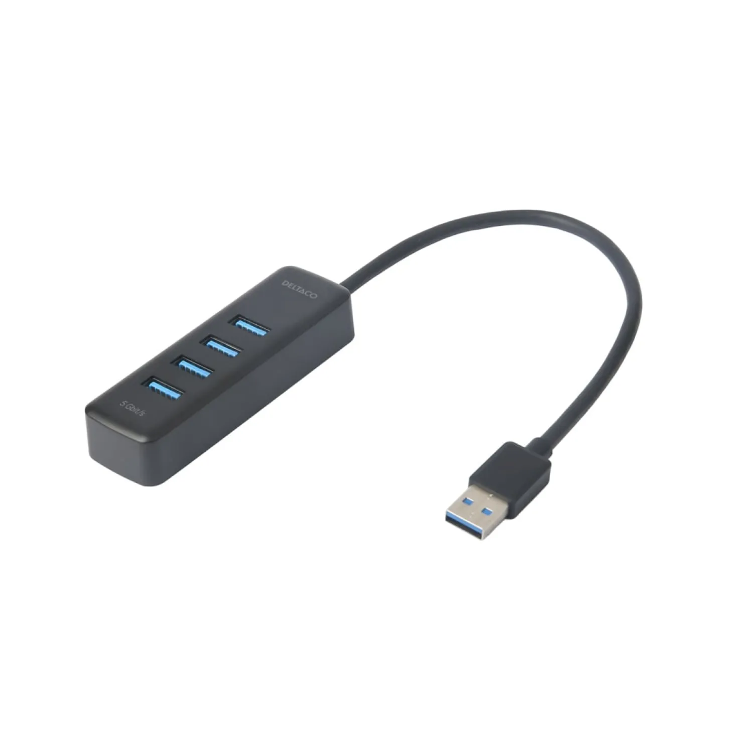 USB-hubb Deltaco 4-port USB-A, 5 Gbit/s, svart