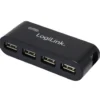 USB-hub LogiLink 4-Port, USB 2.0, vit, nätadapter medföljer