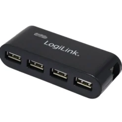 USB-hub LogiLink 4-Port, USB 2.0, vit, nätadapter medföljer