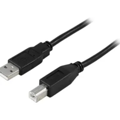 USB-kabel Deltaco KAB-USB-210S Typ A till Typ B, 1m, svart