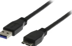 USB 3.0-kabel Deltaco Typ A till Micro B, 2m, svart