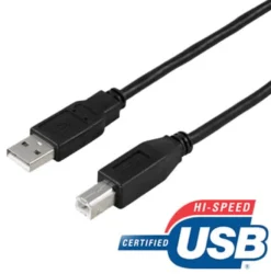 USB 2.0-kabel Deltaco Typ A till Typ B, 0.5m, svart