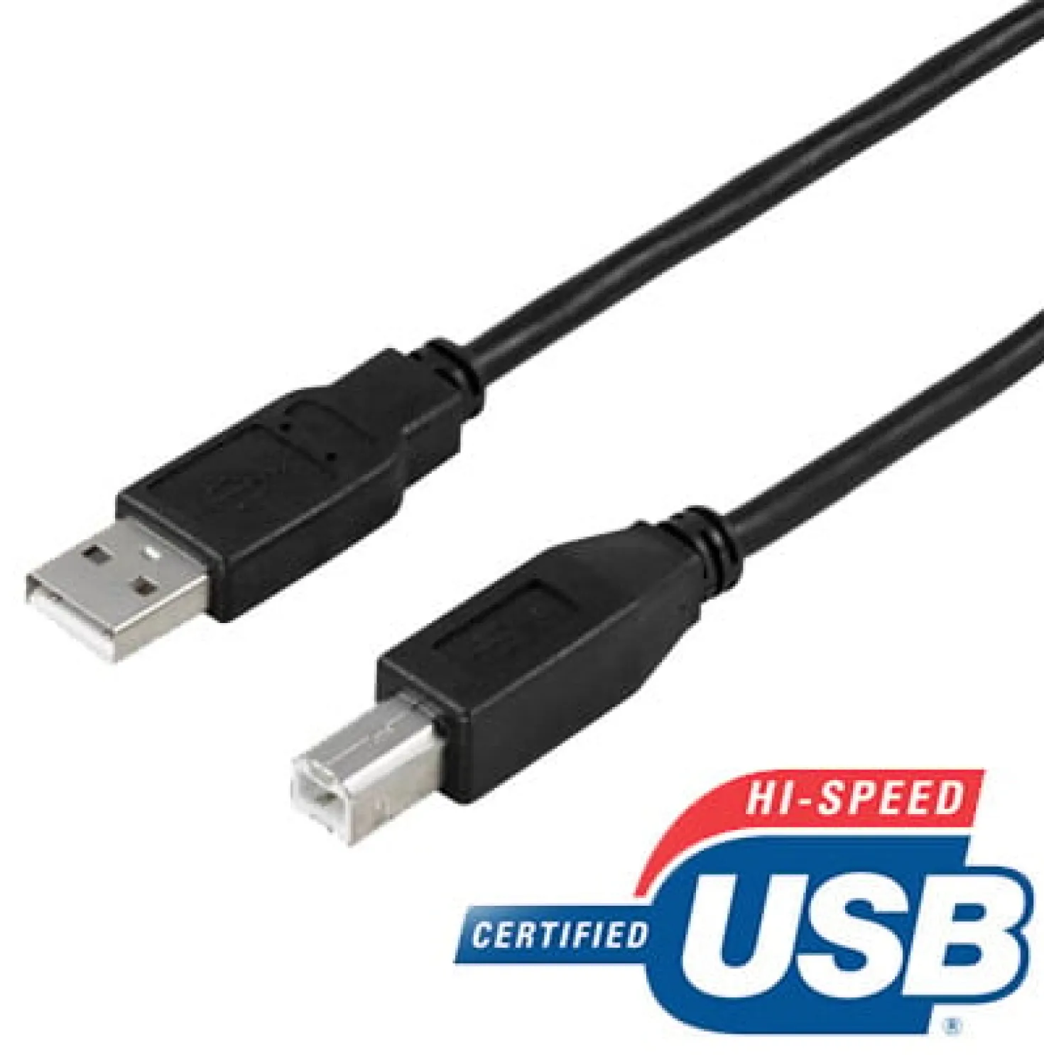 USB 2.0-kabel Deltaco Typ A till Typ B, 0.5m, svart