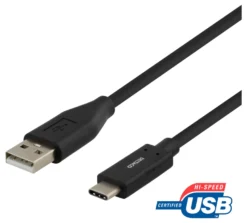 USB-kabel Deltaco USB-A till USB-C, 1.5m, svart