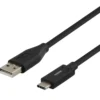 USB-kabel Deltaco USB-A till USB-C, 0.5m, svart