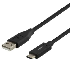 USB-kabel Deltaco USB-A till USB-C, 0.5m, svart